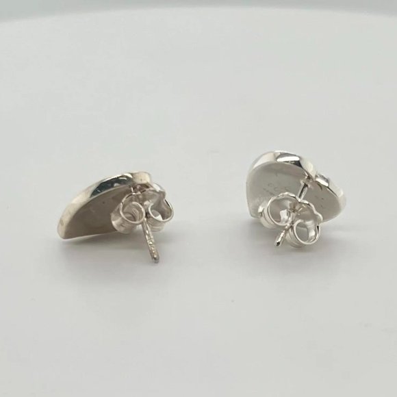 Gucci Light Blue Enamel Interlocking G Heart Stud Earrings 925 Sterling Silver - Picture 3 of 5